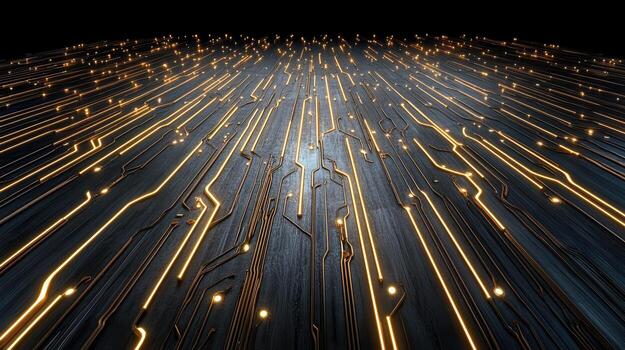 A dark background with glowing lines photo