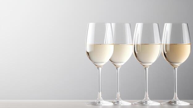 Three champagne flutes lined up on a table photo