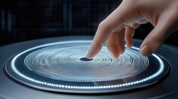 A person touching a touch screen with a finger photo