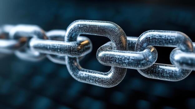 A close up of a chain with links photo