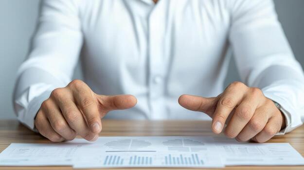 A man is holding a piece of paper with graphs on it photo