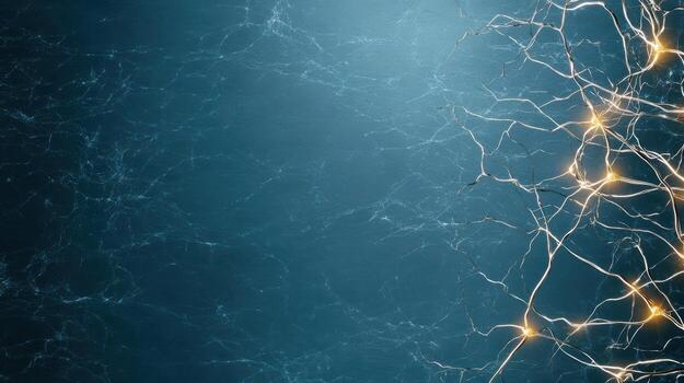 A close up of a neuron with glowing light photo