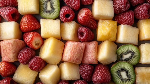 A pile of fruit arranged in a square shape photo
