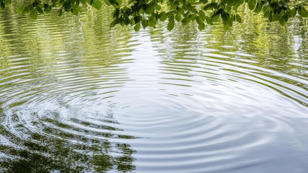A circular pond with a tree in the middle photo