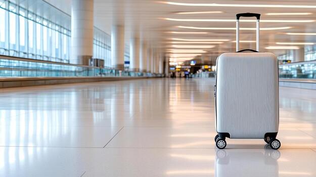 A suitcase sitting on a trolley in an airport photo