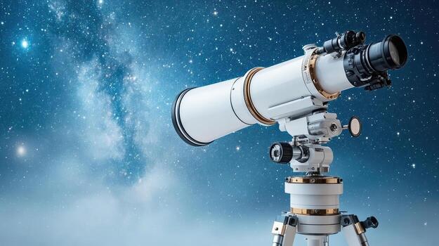 A telescope is shown in front of the milky photo