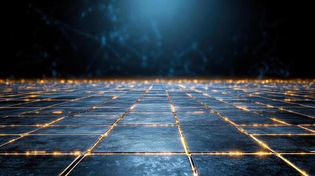 An abstract image of a glowing floor with lights photo
