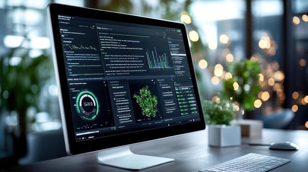 A computer monitor with a graph displayed on it photo