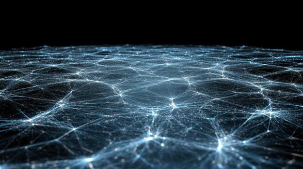 A network of blue lines on a black background photo