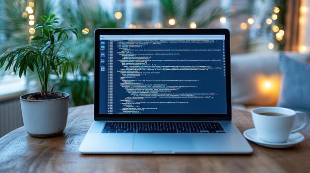 A laptop with code on the screen photo