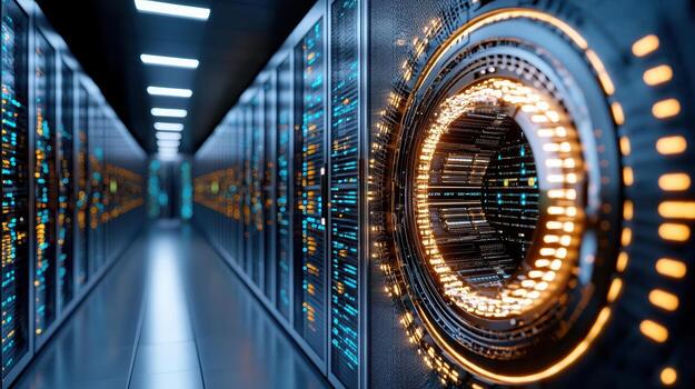 A large data center with many servers photo