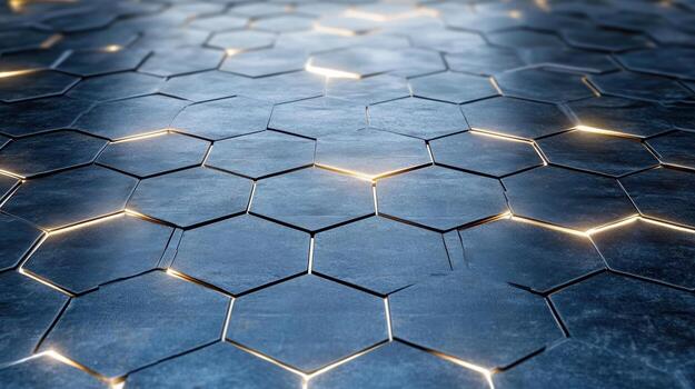 hexagonal modelo en un negro antecedentes foto