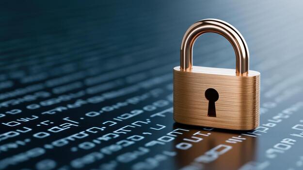 Security concept - padlock on computer code photo