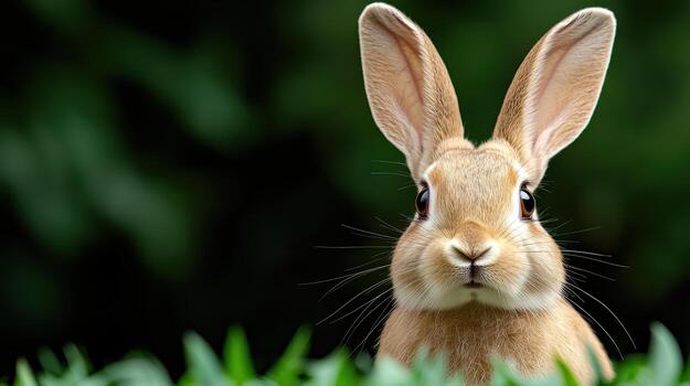 A close up of a rabbit sitting in the grass photo