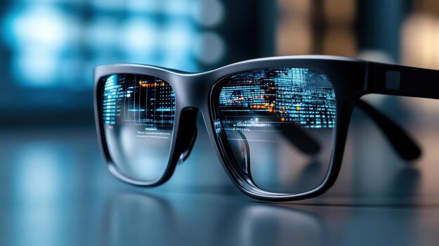 Glasses with a digital image on them photo