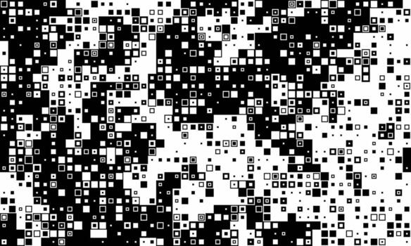 A black and white pixelated pattern with squares vector