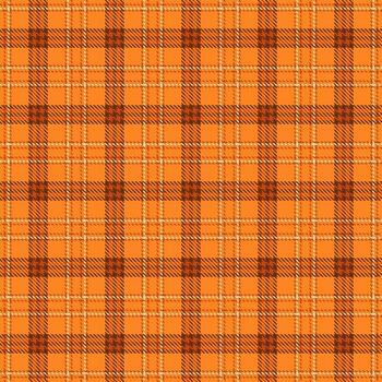 Autumnal plaid pattern in warm orange and brown hues. Classic textile design with intersecting lines, perfect for backgrounds, fabrics, and festive projects. vector