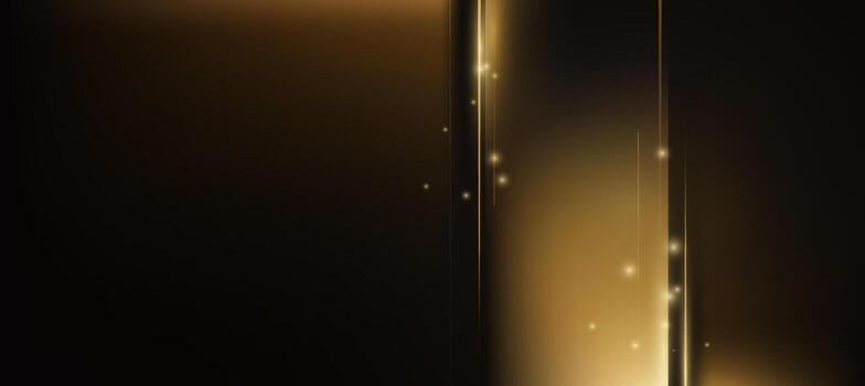 Minimal gold and black abstract glowing lines on dark background vector