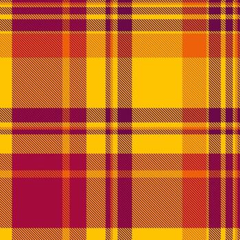 cálido, vibrante tartán modelo con intersectando líneas en oro, naranja, y ciruela. genial para antecedentes, textiles, o un acogedor, atractivo diseño elemento. vector