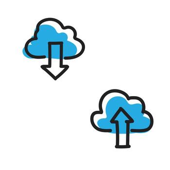 Cloud computing concept with upload and download icons vector
