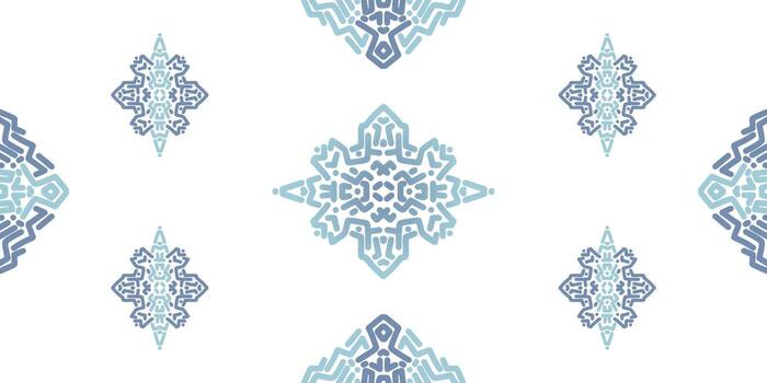 Blue Symmetrical Diamond Snowflake Scattered Patterns vector