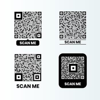 escanear yo qr código diseño recopilación. qr código para pago, texto transferir con escanear yo botón. vector