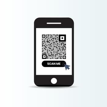 QR Code. Scanning qr code, barcode with smartphone. Contactless payment. Can use for, landing page, template, ui, web, mobile app, banner, flyer. Scan me. vector