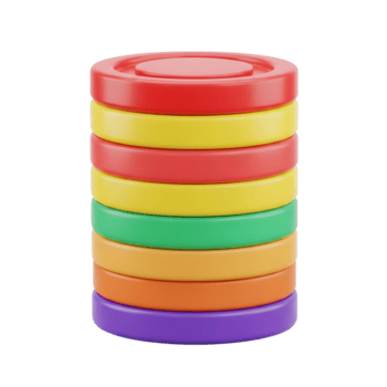 vertical pilha do multicolorido circular discos com transparente fundo png