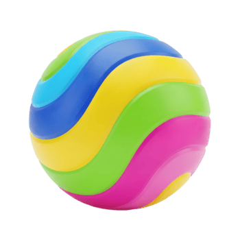 un 3d hacer de un multicolor esfera con ondulado, en capas rayas, aislado en un transparente antecedentes. png