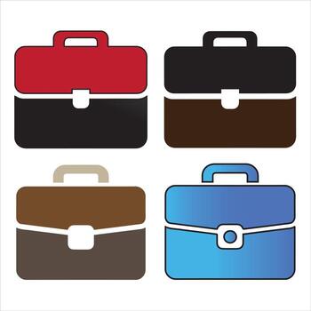 four briefcases with different colors on a white background vector