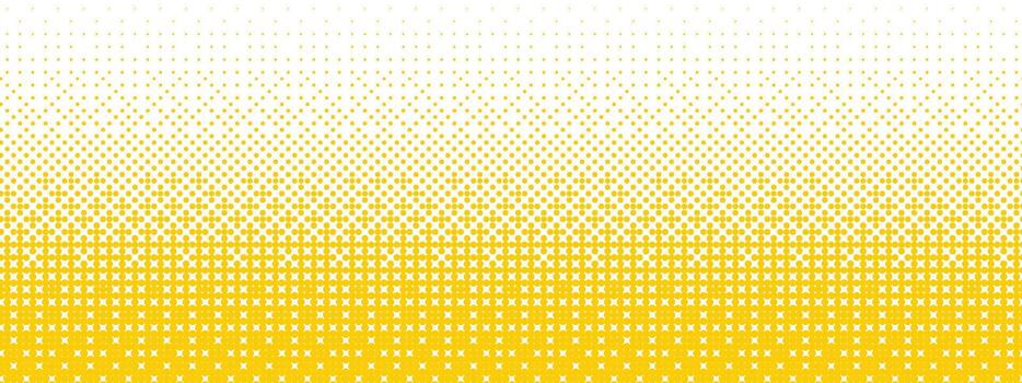amarillo mapa de bits degradado textura. desvanecimiento pixelado 8 poco gradación modelo. trama juego halfton patrón repitiendo punteado vacilar trama de semitonos antecedentes. desvanecimiento cómic popular Arte cubrir fondo vector