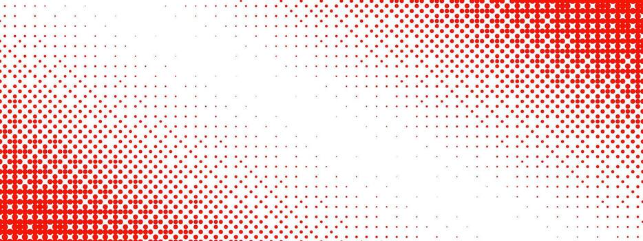 rojo mapa de bits degradado textura. esquina punteado vacilar trama de semitonos antecedentes. desvanecimiento píxel 8 poco gradación modelo. rasterizado juego halfton patrón desvanecimiento cómic popular Arte cubrir fondo vector