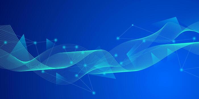 Abstract futuristic technology concept, Gradient digital blue background with wave lines and plexus lines of big data analysis. vector