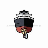 masivo carga Embarcacion navegación el Oceano transportar bienes a través de el mundo vector