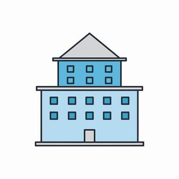 Modern Office Building With Multiple Floors And Windows vector