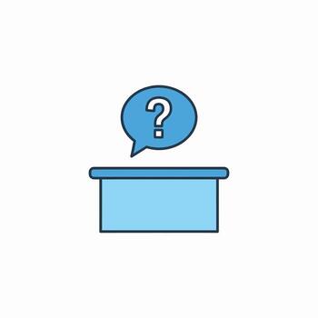 Illustrative Icon Depicting A Podium With A Question Mark Speech Bubble Above For Business Meeting Or Presentation Concepts vector