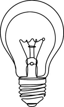 Minimalist One Line Drawing of Light Bulb Simple one line sketch of a glowing light bulb. Great for ideas, creativity, innovation, and energy theme vector