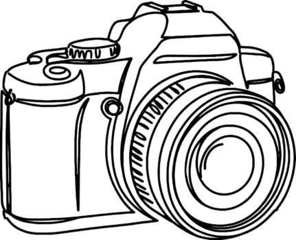 Minimalist One Line Drawing of Camera Simple one line sketch of a camera. Great for photography, creative design, and travel-related project vector
