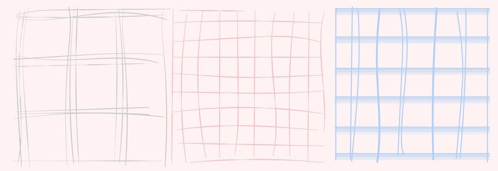 Handdrawn Grid Patterns Pastel Color Background Set vector