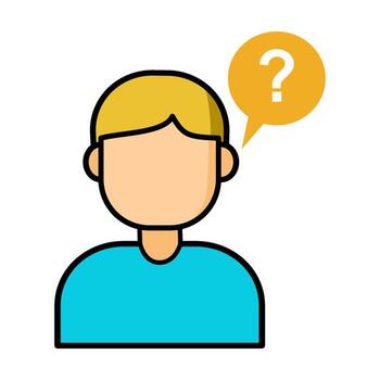 A person with a question mark in a speech bubble. vector
