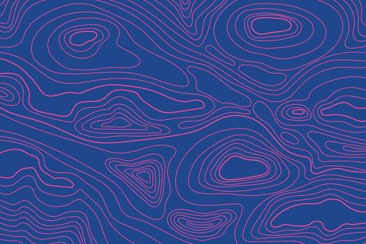 Topographic Blue and Pink Landscape Map with Grid and Lines, Outline Terrain. Banner with geographic mountain relief. Wavy abstract contour background with cartography texture vector