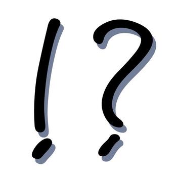 Hand drawn exclamation mark and question mark clipart Single element for design risk vector