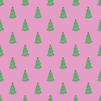 nuevo impresión sin costura modelo con geométrico mínimo escandinavo Navidad árbol garabatear para decorativo imprimir, envase papel, saludo tarjetas y tela vector