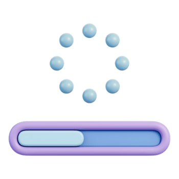 Carregando spinner com circular pontos e progresso Barra indicador, carregando e pendente status para download, carregar, instalar e atualizar processo, digital ui sistema elemento tecnologia, 3d ilustração png