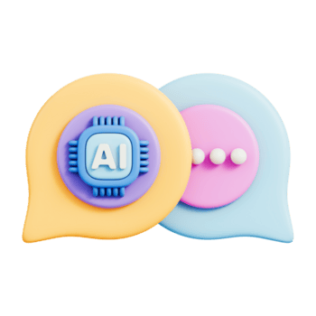 ai Chatbot babbelen bubbels met typen dots en chip, neurale taal model, machine aan het leren assistent, klant ondersteuning berichten en antwoord systeem, app ui communicatie, 3d illustratie png