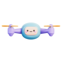 robô zangão quadcopter com hélices, fofa mascote para Autônomo voar e entrega, aéreo navegação, mapeamento enquete, monitoramento, segurança inspeção, sem fio uav tecnologia, 3d ilustração png