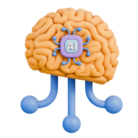 cérebro com microchip processador e neural rede o circuito, ai para máquina aprendizado, digital Informática, dados em processamento, Ciência pesquisar, inovação e tecnologia, 3d ilustração png