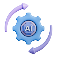 engrenagem com microchip processador e rotação Setas; flechas, símbolo do automação Engenharia processo para sistema ao controle, digital fluxo de trabalho, robótica desenvolvimento, eletrônicos e inovação, 3d ilustração png