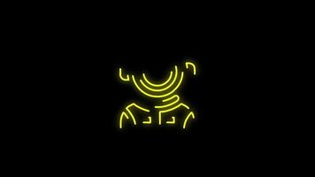 artificiell intelligens robot ikon slinga animation, trogen teknologi, sci-fi och Cybersäkerhet begrepp, Flerfärgad neon 4k rörelse grafisk video