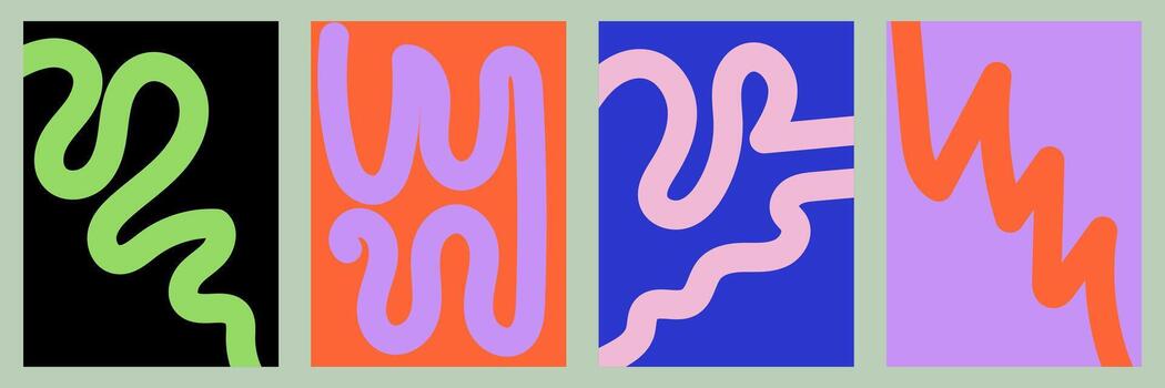 Abstract colorful illustration of wavy lines in modern geometric style on vibrant backgrounds. vector